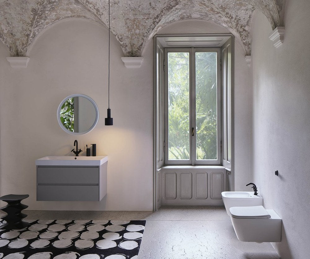 SAND lavoar ceramic 100×50 cm cu rafturi, alb ExtraGlaze