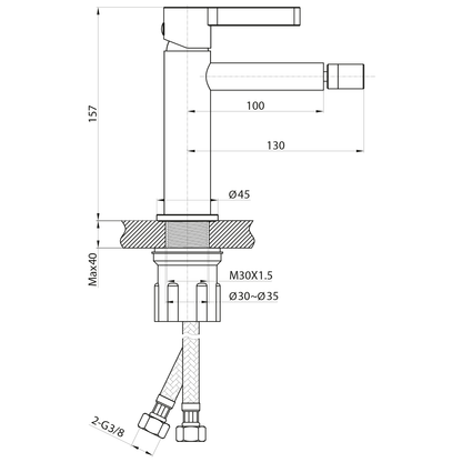 ICONIC Baterie bideu, negru mat
