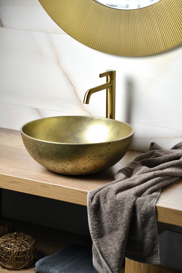 ICONIC Baterie lavoar înaltă, auriu mat