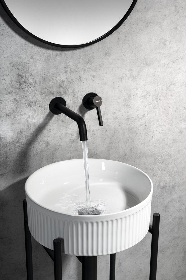 ICONIC Baterie lavoar încastrată 2 orificii, negru mat