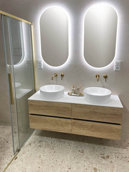 ICONIC Baterie lavoar încastrată 2 orificii, auriu mat