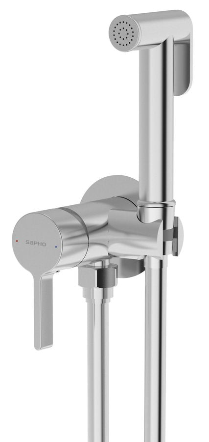 ICONIC Baterie bideu încastrată cu duș stop, formă rotundă, crom