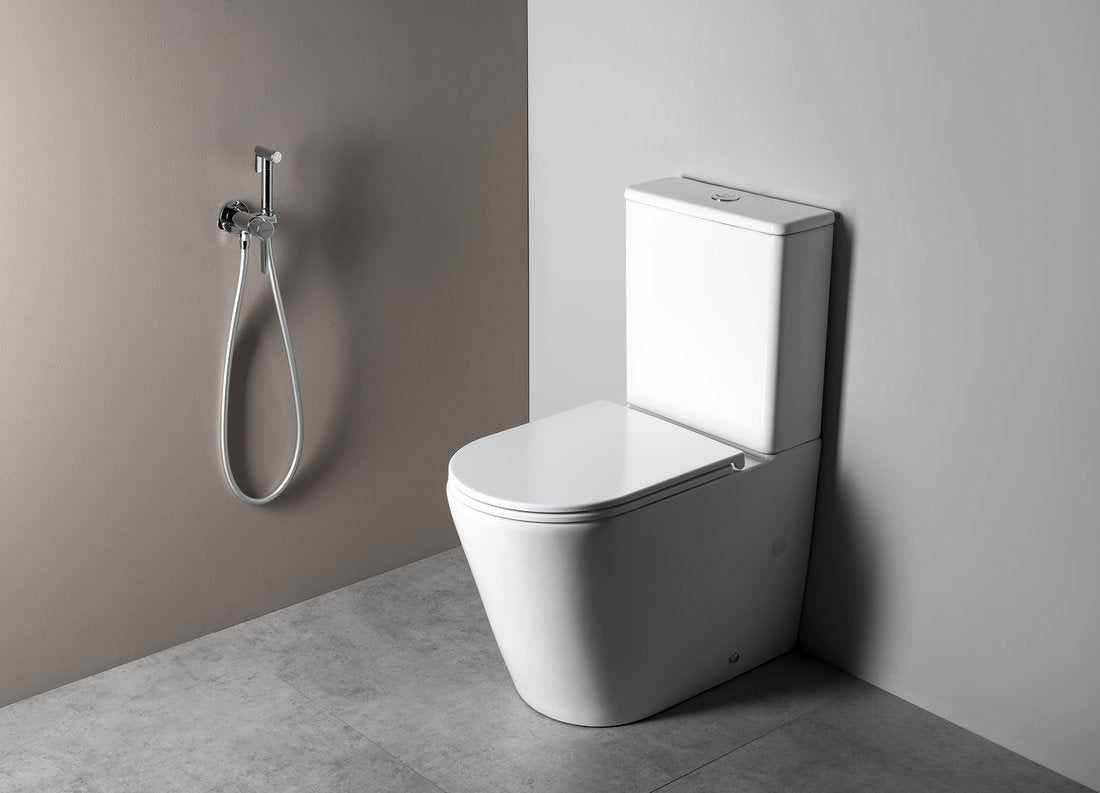 ICONIC Baterie bideu încastrată cu duș stop, formă rotundă, crom