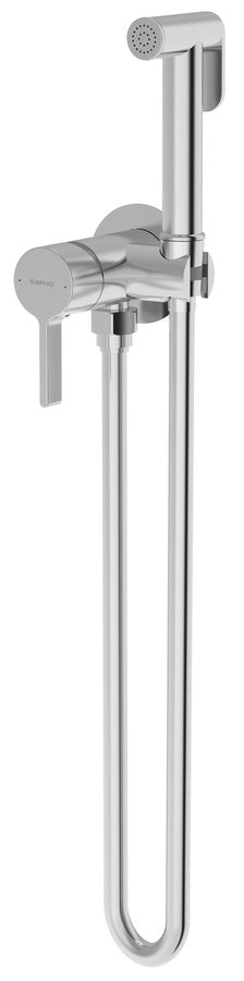 ICONIC Baterie bideu încastrată cu duș stop, formă rotundă, crom