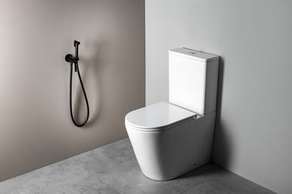 ICONIC Baterie bideu încastrată cu duș stop, formă rotundă, negru mat