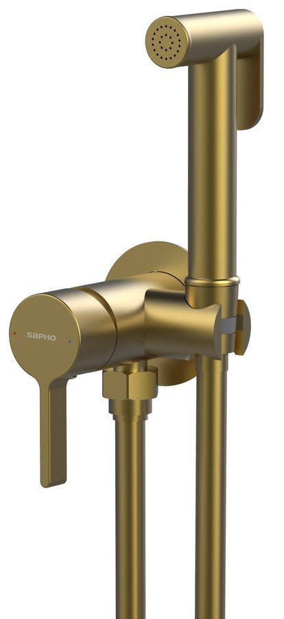 ICONIC Baterie bideu încastrată cu duș stop, formă rotundă, auriu mat