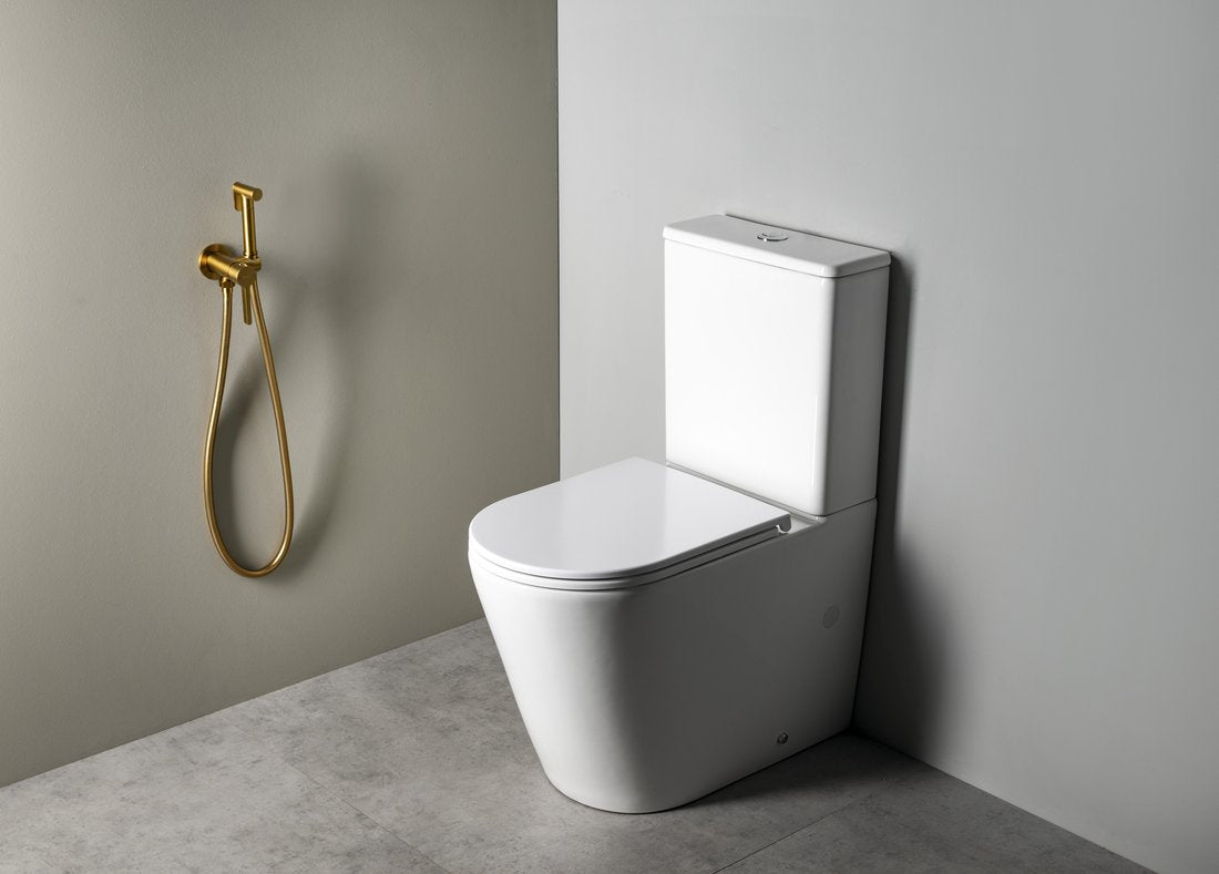 ICONIC Baterie bideu încastrată cu duș stop, formă rotundă, auriu mat