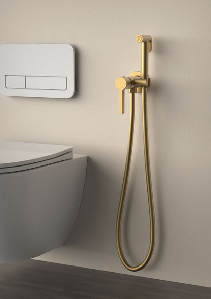 ICONIC Baterie bideu încastrată cu duș stop, formă rotundă, auriu mat