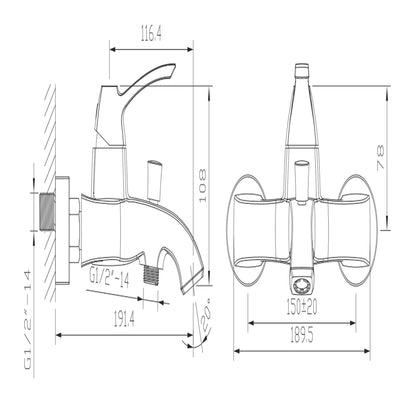 DREAMART Baterie cadă montaj pe perete, crom