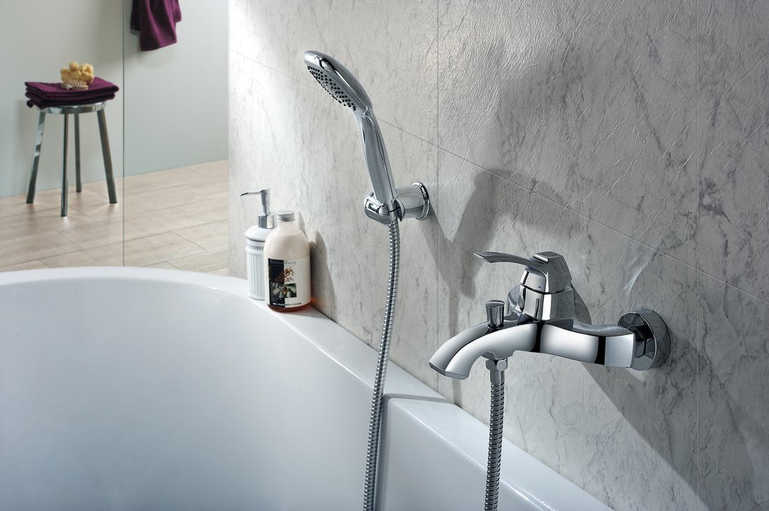 DREAMART Baterie cadă montaj pe perete, crom