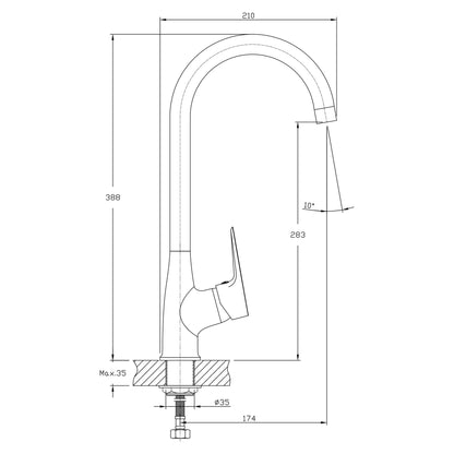 LOTTA Baterie chiuvetă, negru mat
