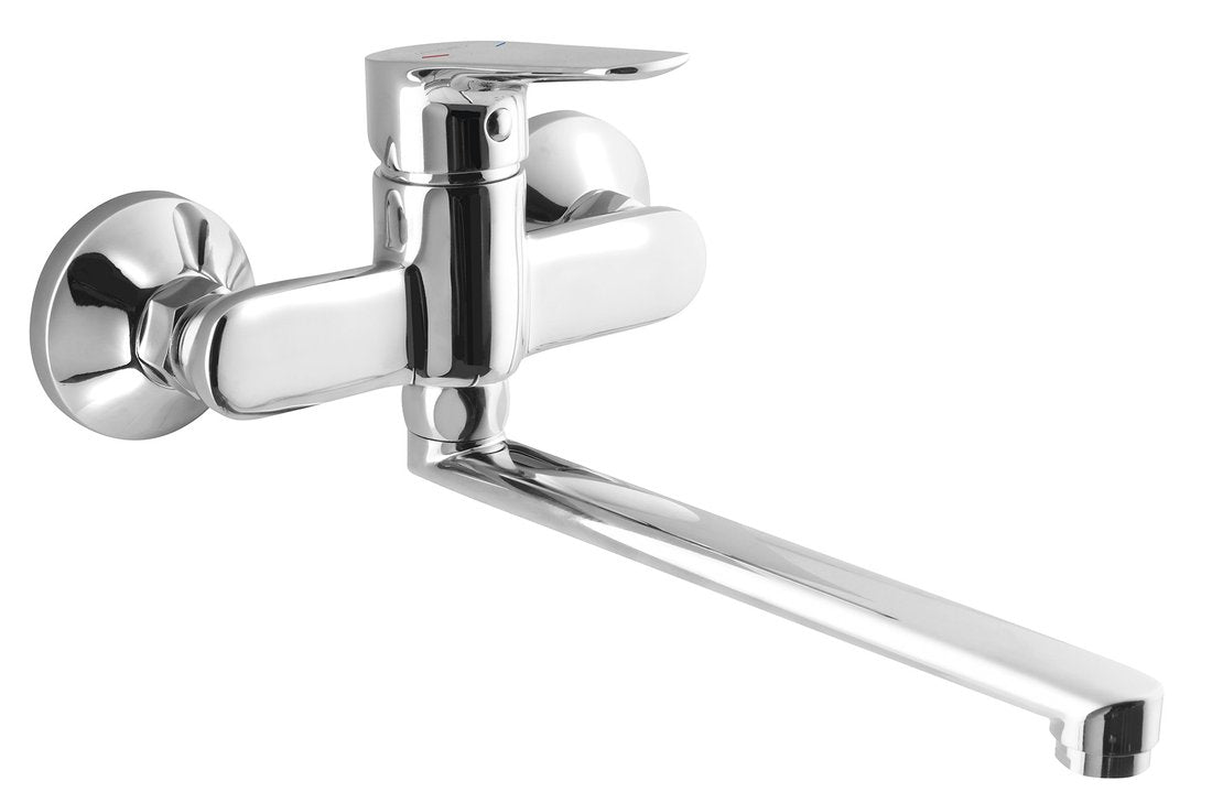 LOTTA Baterie montaj pe perete cu pipă plată, crom