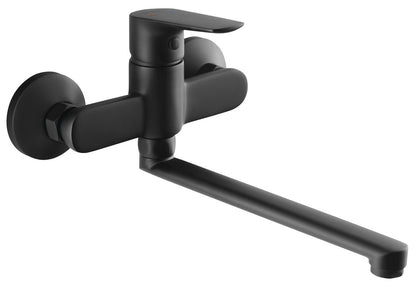 LOTTA Baterie montaj pe perete cu pipă plată, negru mat