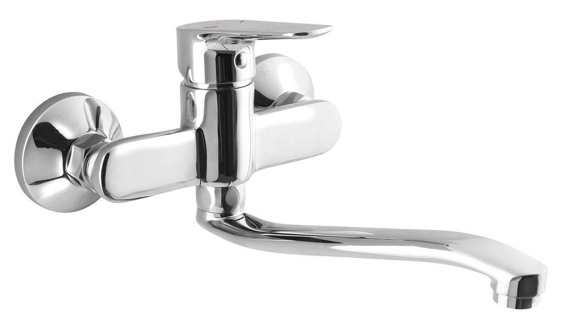 LOTTA Baterie montaj pe perete cu pipă plată înălțată, crom