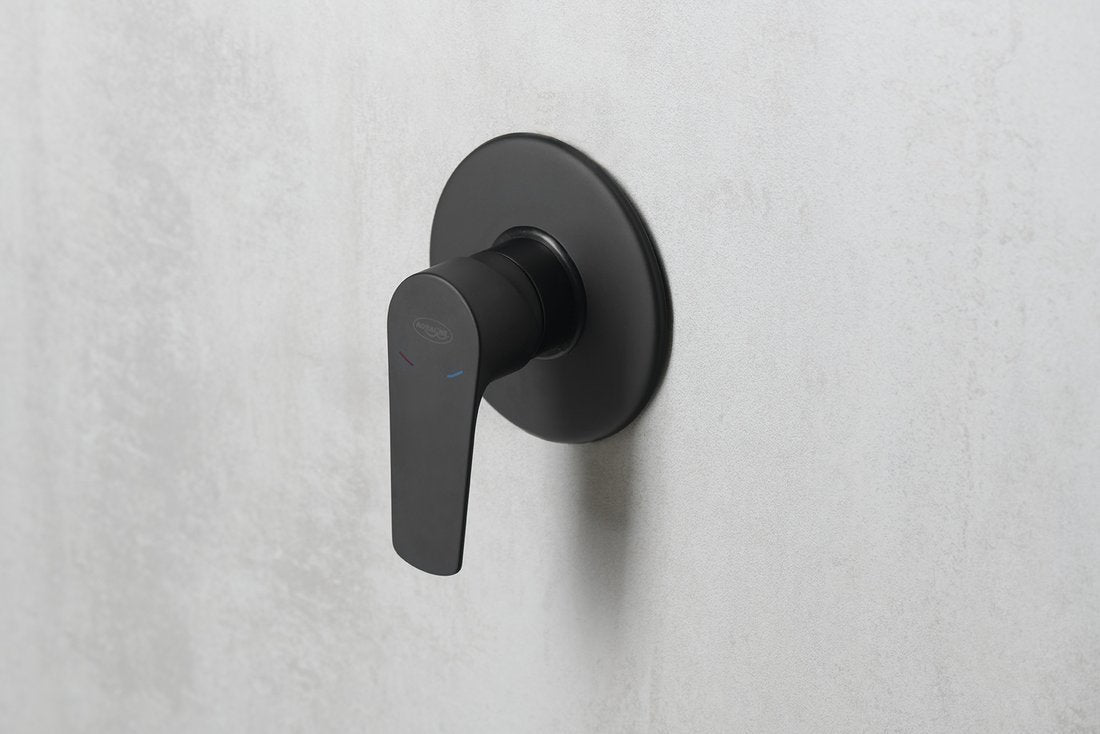 LOTTA Baterie duș încastrată cu monocomandă, 1 cale, negru mat