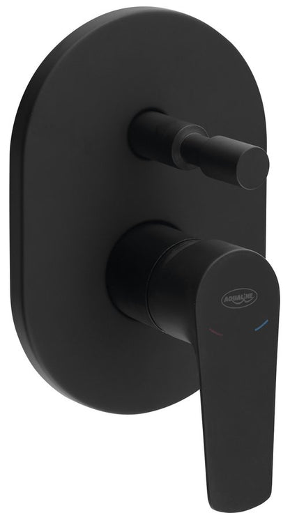 LOTTA Baterie duș încastrată cu monocomandă, 2 căi, negru mat