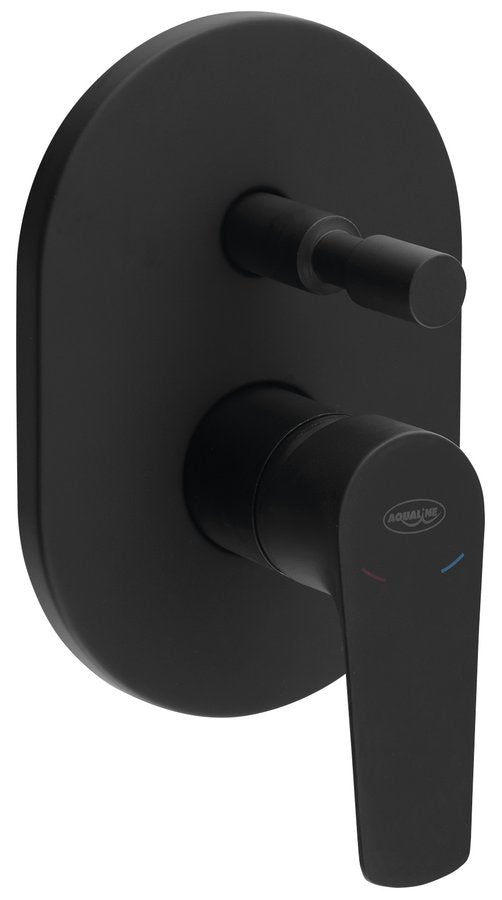 LOTTA Baterie duș încastrată cu monocomandă, 2 căi, negru mat