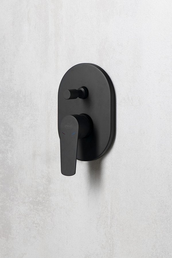 LOTTA Baterie duș încastrată cu monocomandă, 2 căi, negru mat