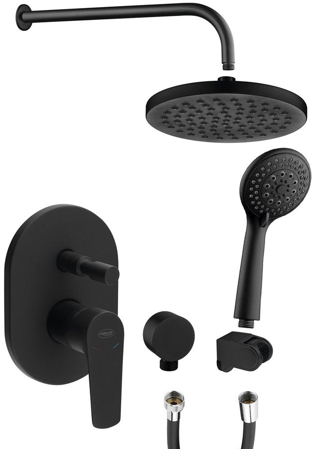 LOTTA Set duș încastrat cu baterie monocomandă, 2 ieșiri, negru mat