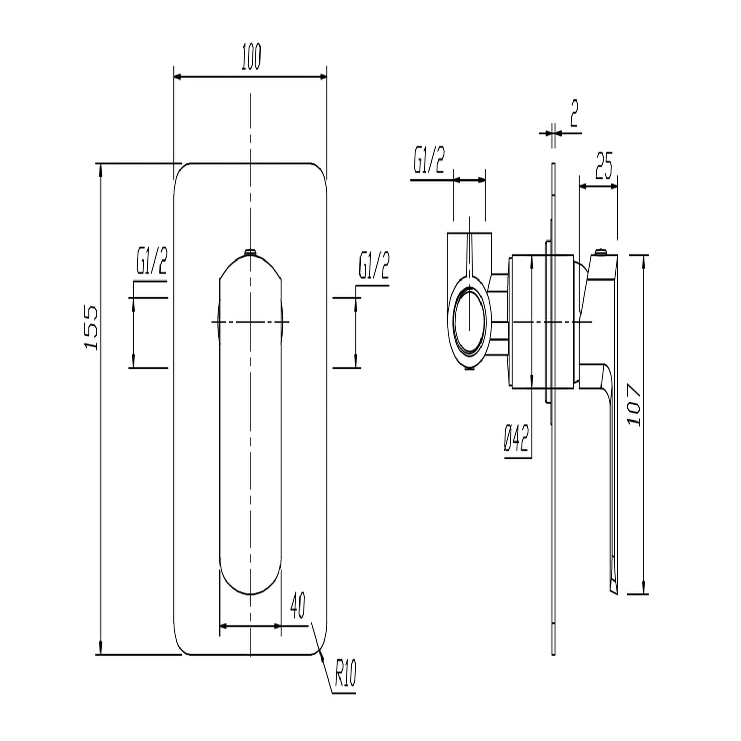 MIXONA Baterie duș încastrată, 1 cale, crom