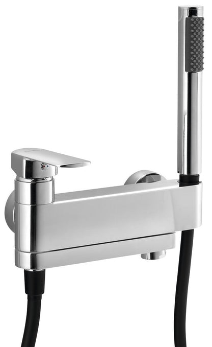 MIXONA Baterie cadă montaj pe perete cu duș de mână și pipă rotativă, crom