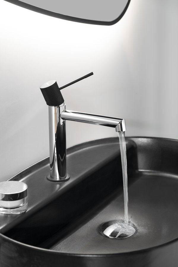 SOLARIS Baterie lavoar, crom/negru mat