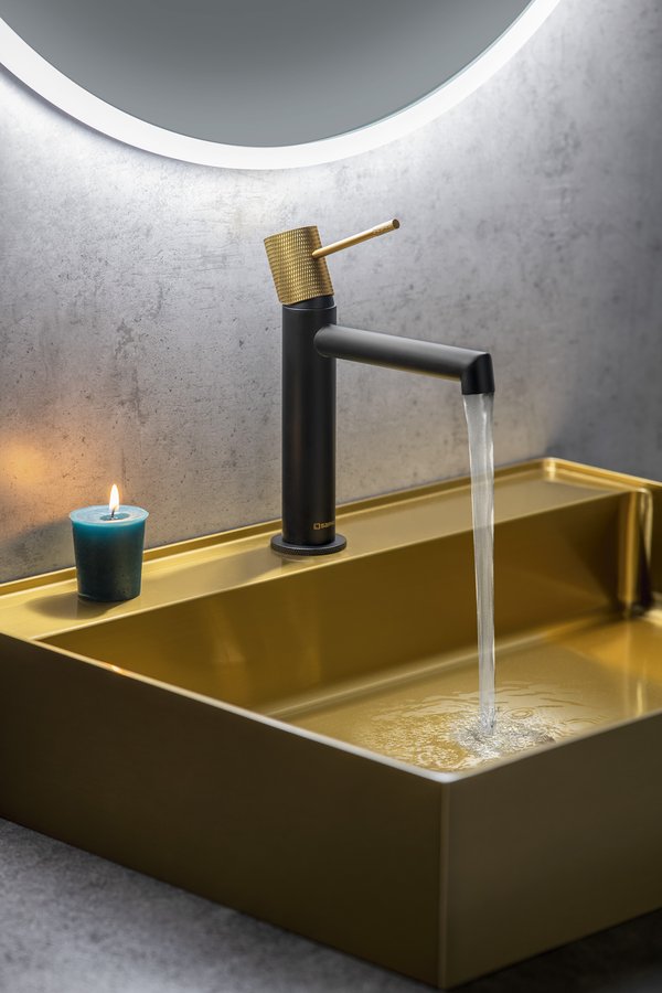 SOLARIS Baterie lavoar, negru/auriu mat