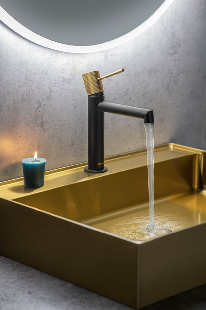 SOLARIS Baterie lavoar, negru/auriu mat