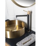 SOLARIS Baterie lavoar înaltă, negru/auriu mat