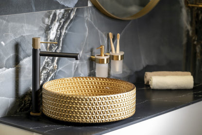 SOLARIS Baterie lavoar înaltă, negru/auriu mat