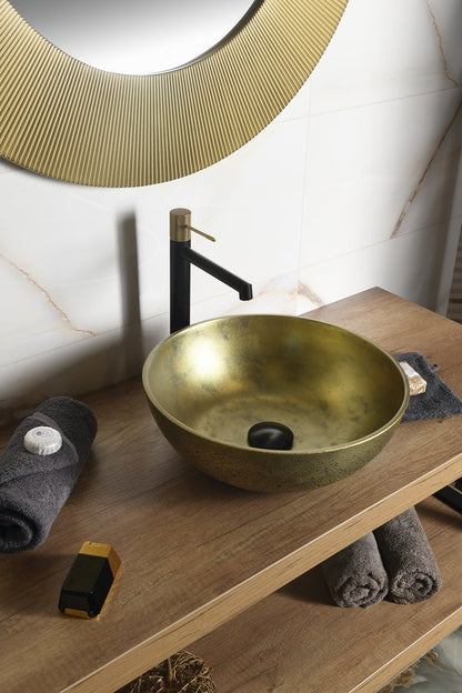 SOLARIS Baterie lavoar înaltă, negru/auriu mat