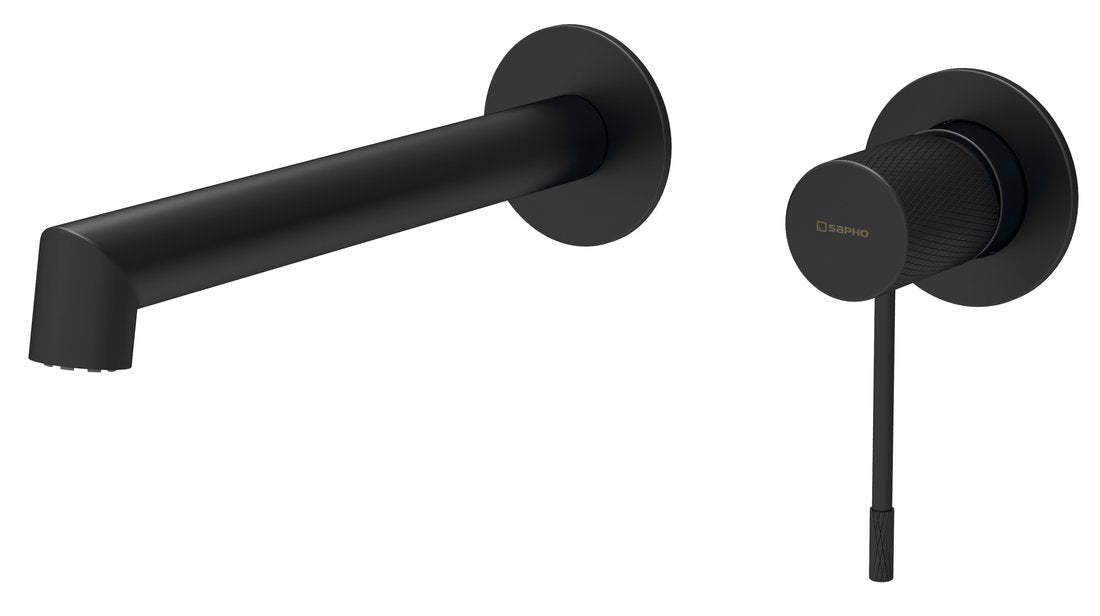 SOLARIS Baterie lavoar 2 orificii montaj pe perete, negru mat