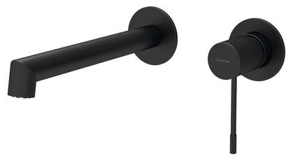 SOLARIS Baterie lavoar 2 orificii montaj pe perete, negru mat