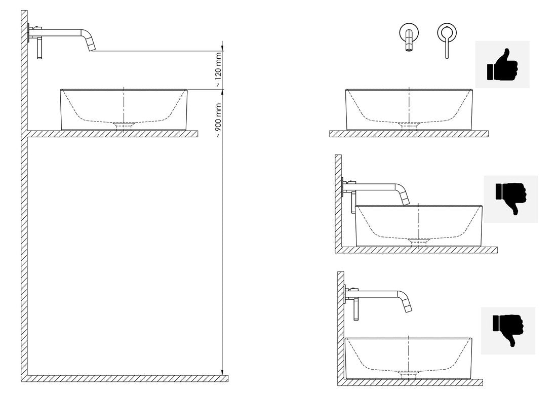 SOLARIS Baterie lavoar 2 orificii montaj pe perete, negru mat