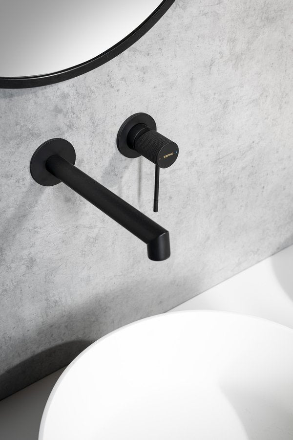 SOLARIS Baterie lavoar 2 orificii montaj pe perete, negru mat