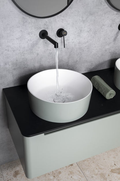 SOLARIS Baterie lavoar 2 orificii montaj pe perete, negru mat