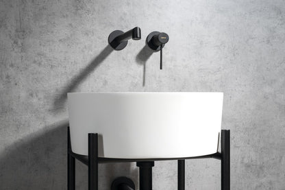 SOLARIS Baterie lavoar 2 orificii montaj pe perete, negru mat