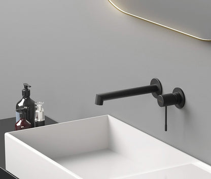 SOLARIS Baterie lavoar 2 orificii montaj pe perete, negru mat