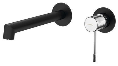 SOLARIS Baterie lavoar 2 orificii montaj pe perete, negru mat/crom