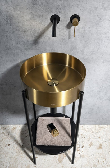 SOLARIS Baterie lavoar 2 orificii montaj pe perete, negru/auriu mat