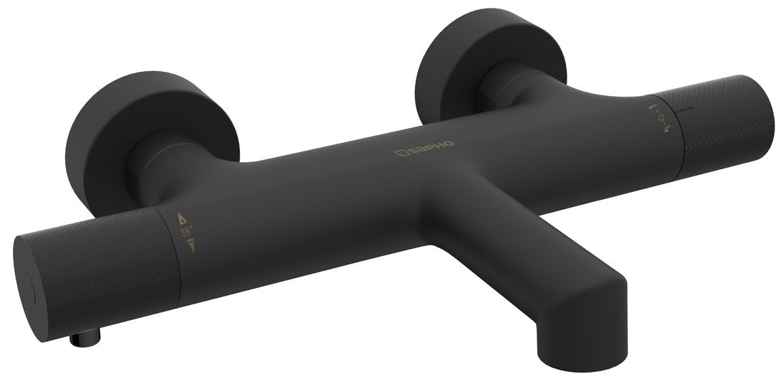 SOLARIS Baterie cadă montaj pe perete, negru mat