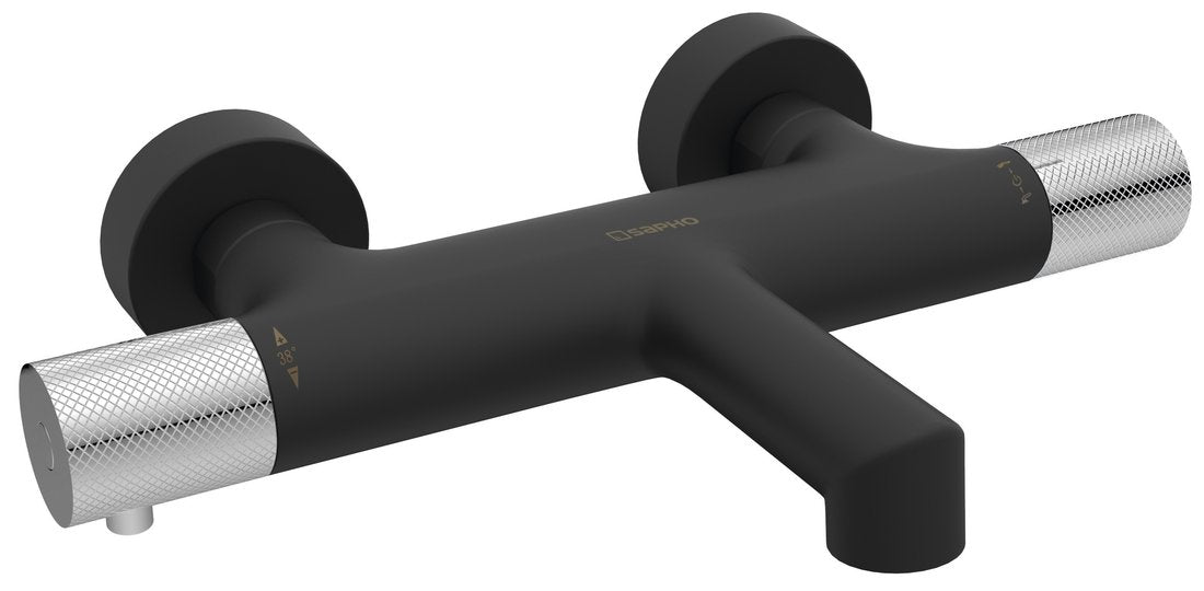 SOLARIS Baterie cadă montaj pe perete, negru mat/crom