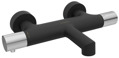 SOLARIS Baterie cadă montaj pe perete, negru mat/crom