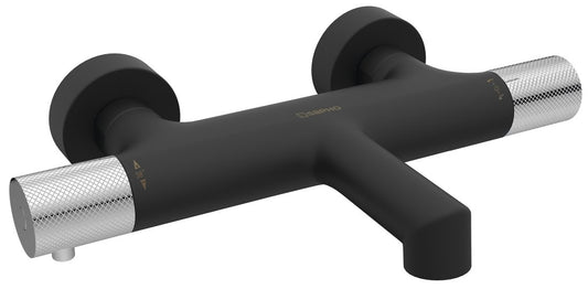 SOLARIS Baterie cadă montaj pe perete, negru mat/crom