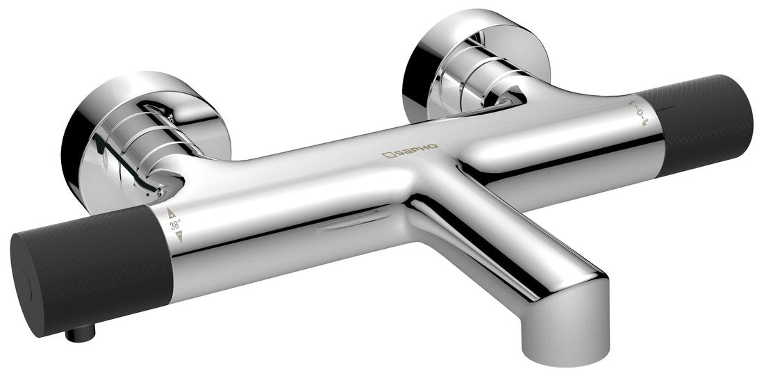 SOLARIS Baterie cadă montaj pe perete, crom/negru mat