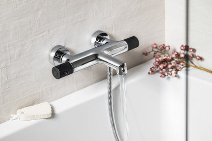 SOLARIS Baterie cadă montaj pe perete, crom/negru mat