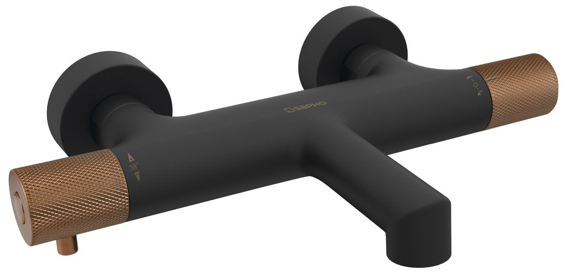 SOLARIS Baterie cadă montaj pe perete, negru/cupru mat