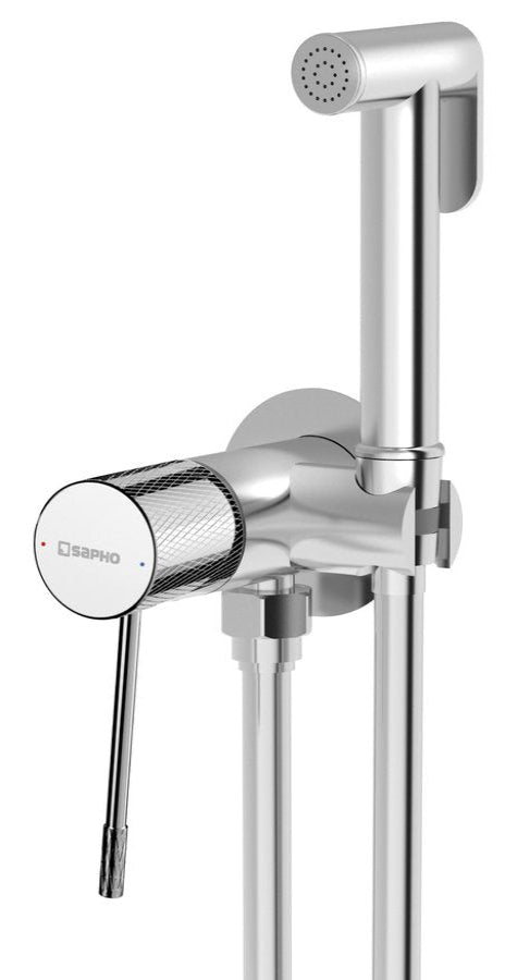 SOLARIS Baterie bideu încastrată cu duș stop, formă rotundă, crom