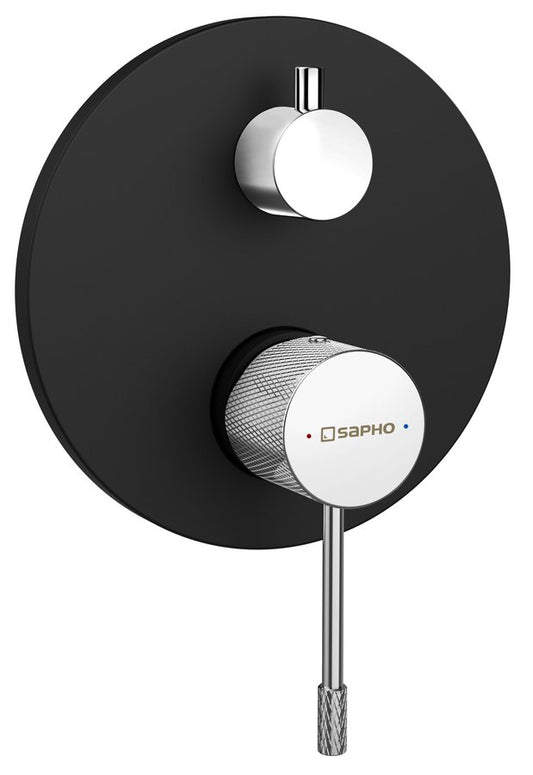 SOLARIS Baterie duș încastrată, 2 căi, negru mat/crom