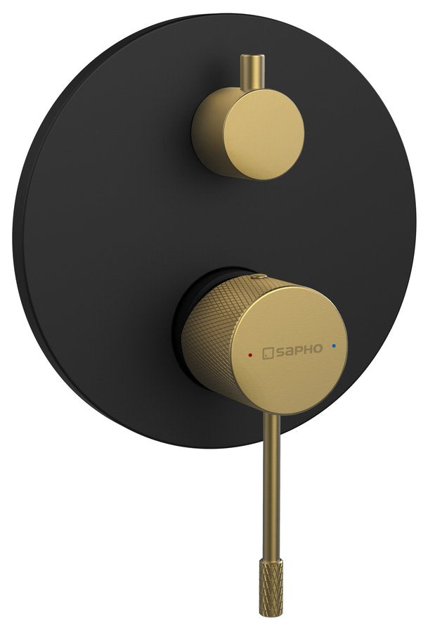 SOLARIS Baterie duș încastrată, 2 căi, negru/auriu mat